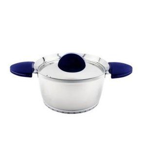 NIB BergHOFF Stacca Stainless Steel 7 Covered Casserole Dish Blue 3QT $100 SH13